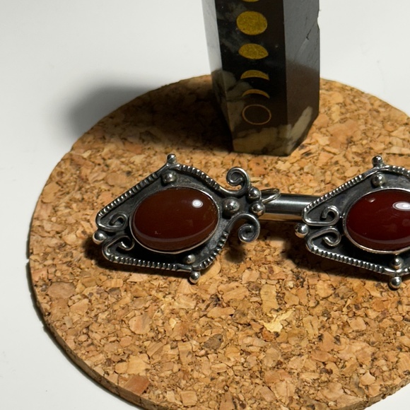 Earrings Sterling Silver Carnelian - Picture 4 of 6